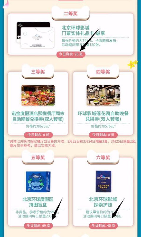 tb搜：环球影城，首页春日福利打开进入然后点抽奖，在环球的打卡16个地点可以有16次机会不在环球的假分享3次关注有2次抽奖机会